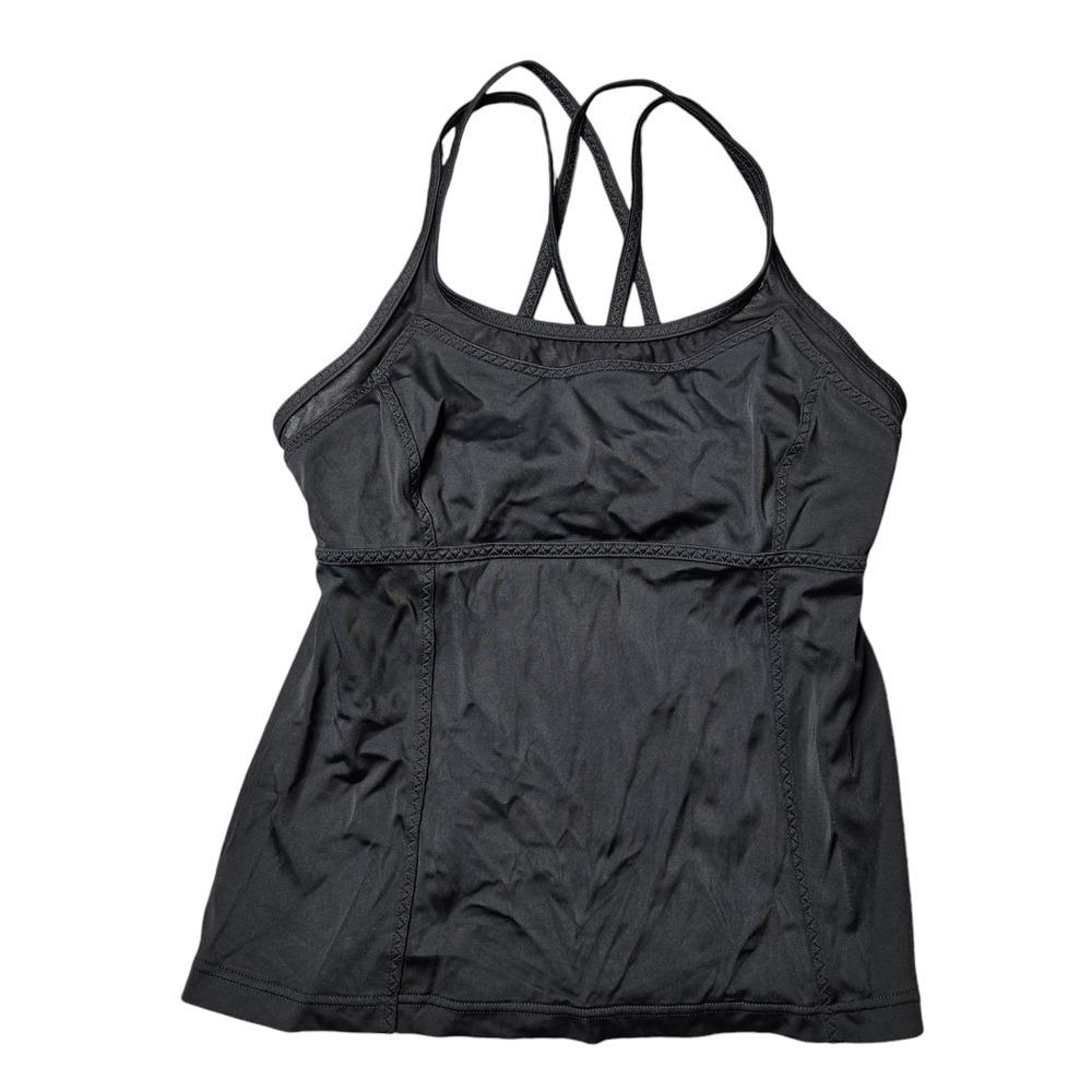 Lands' End Black Tankini With Mesh Neckline Size:6‎